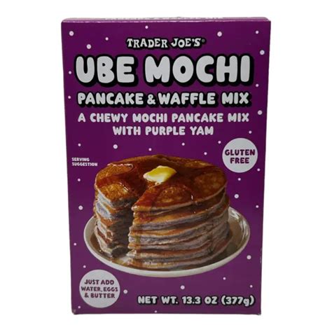 TRADER JOES UBE Mochi Chewy Pancake And Waffle Mix Made With Purple