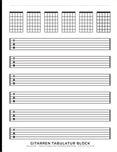 Gitarren Tabulatur Block Notenheft für Musiker zum Selberschreiben