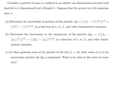 Solved Consider A Particle Of Mass M Confined In An Infinite