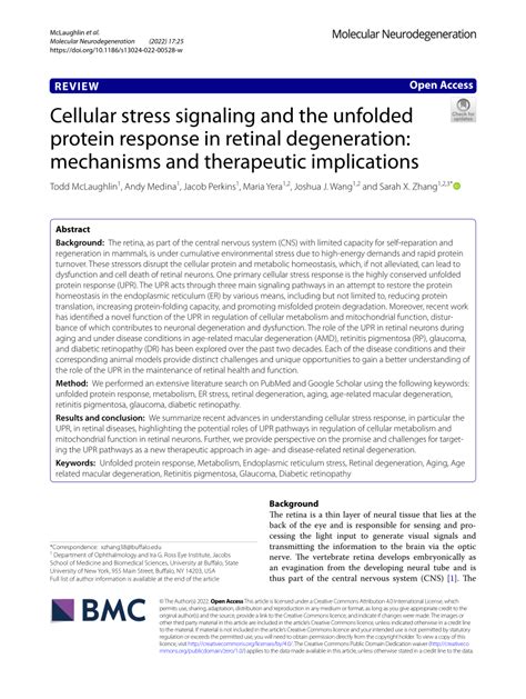 Pdf Cellular Stress Signaling And The Unfolded Protein Response In