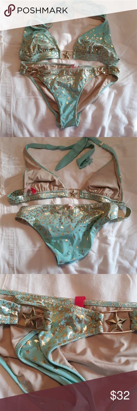 Nwot Victorias Secret Foil Star Bikini Halter Style Bikini Bikinis