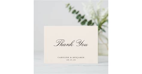 Classic Script Elegant Wedding Custom Ivory Thank You Card Zazzle