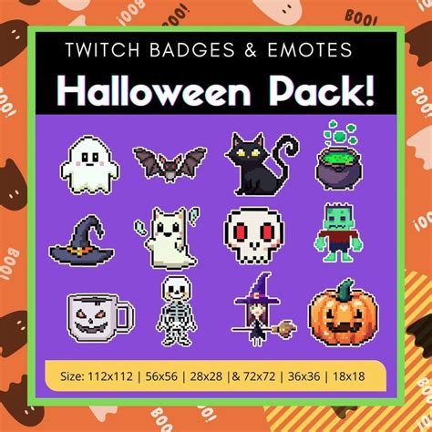 Halloween Twitch Emotes Badges Ready To Use Spooky Hallloween Mega