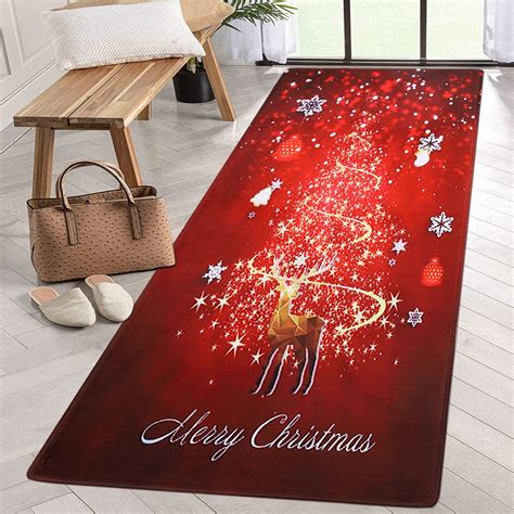 Christmas Runner Rug Santa Claus Area Rug For Bedroom Living Room Anti