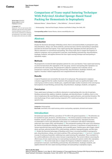 Pdf Comparison Of Trans Septal Suturing Technique With Polyvinyl