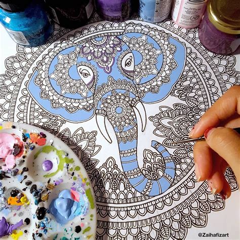 Progress On This Commissioned Elephant Piece 😊🎨 Mandala Mandalas