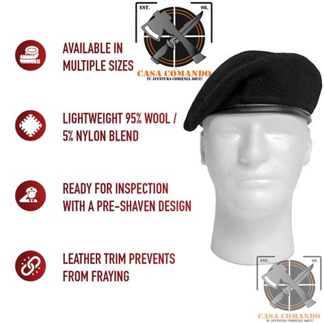 4949 Boina Gi Type Inspection Ready Beret Black Color Negro