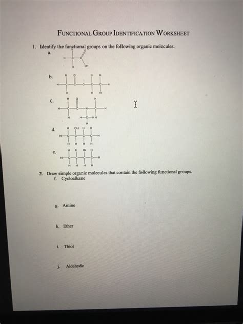 Solved Functional Group Identification Worksheet 1 Identify