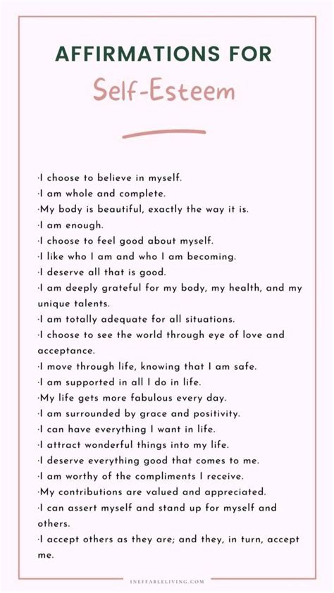 Affirmations For Self Esteem And Self Love Artofit