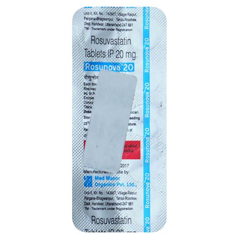 Rosunova 20mg Tablet Uses Side Effects Price Apollo Pharmacy