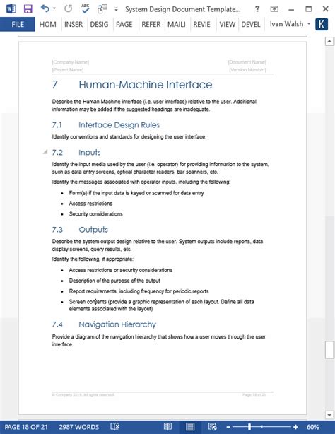 System Design Document Templates Ms Wordexcel Templates Forms