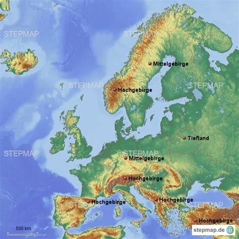 Stepmap Gebirge Europa Landkarte Für Deutschland