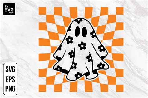 Halloween Checkered Daisy Ghost SVG PNG Graphic By ThSVGpage Creative