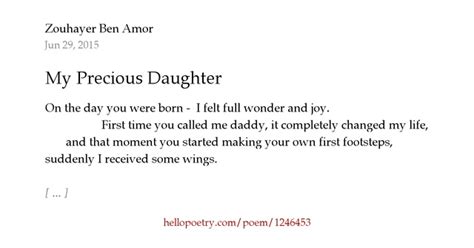 My Precious Daughter By Zouhayer Ben Amor Hello Poetry