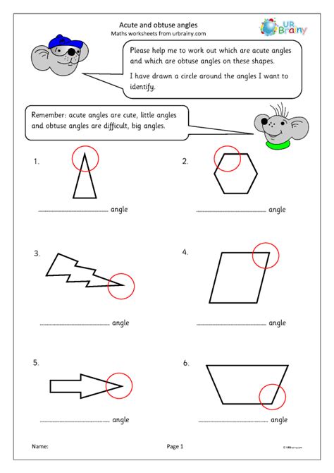 Acute and obtuse angles - Geometry (Shape) by URBrainy.com