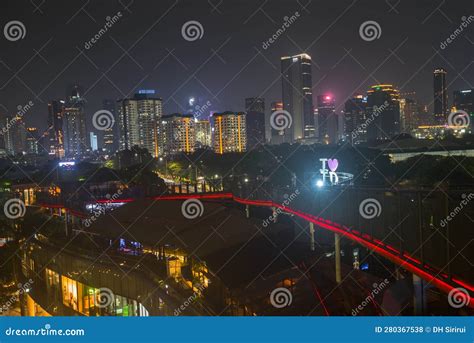 cool view  senayan city jakarta sky deck editorial stock photo