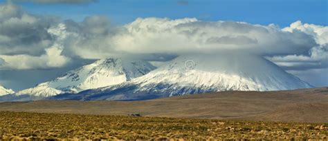 Volcanoes And Parinacota Pomerape Stock Image - Image of north, chile ...