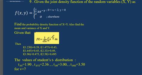 Solved Given The Joint Density Function Of The Random