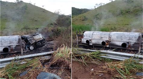 Carreta Que Transportava Combust Vel Tomba E Pega Fogo Na Rj Em