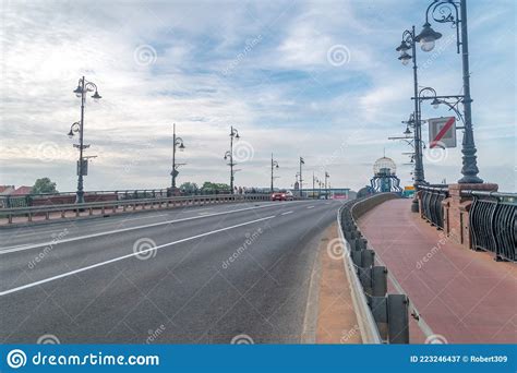 View On Staromiejski Bridge Over Warta River In The City Center Of