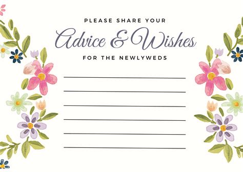 Free Printable Wedding Advice Cards Template Free Printable