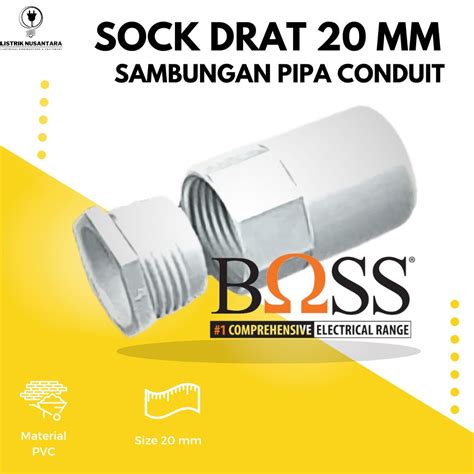 Jual Sock Drat GLand Adaptor Pipa Conduit Boss Ukuran 20mm Shopee