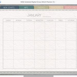 New Undated Digital Cross Stitch Planner Pdf Planner For Goodnotes