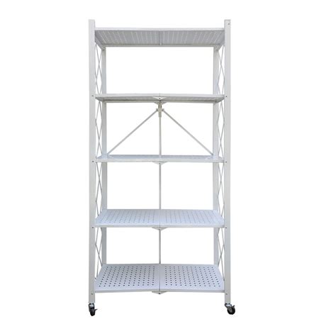 Ripley ESTANTE PLEGABLE METÁLICO DE 5 NIVELES CON RUEDAS COLOR BLANCO