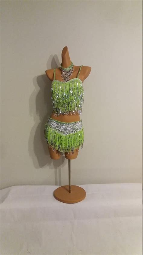 Lime GREEN Beads Skirttop Samba Costumes Carnival Show Girl Las Vegas