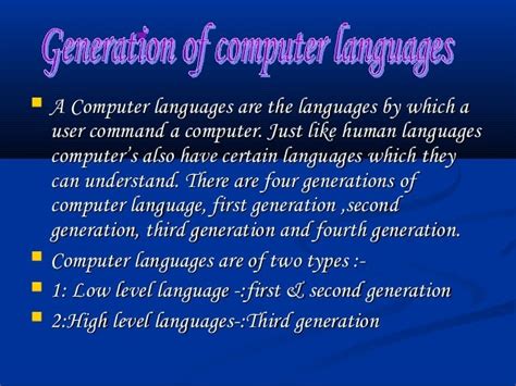 Presentation on generation of languages