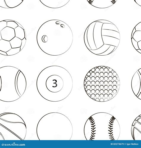 Sport Balls Set Pattern Stock Vector Illustration Of American