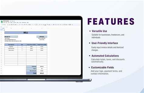 Free Bill Template - Download in Excel, Google Sheets | Template.net