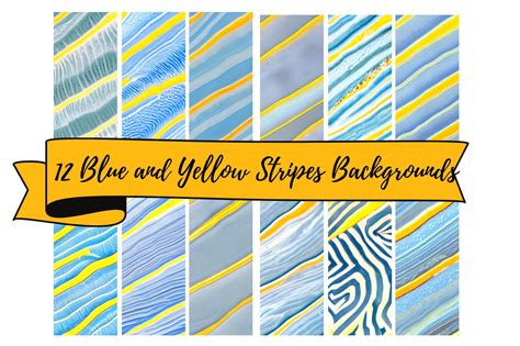 12 Blue and Yellow Stripes Backgrounds Graphic by Scrapbook Attic ...