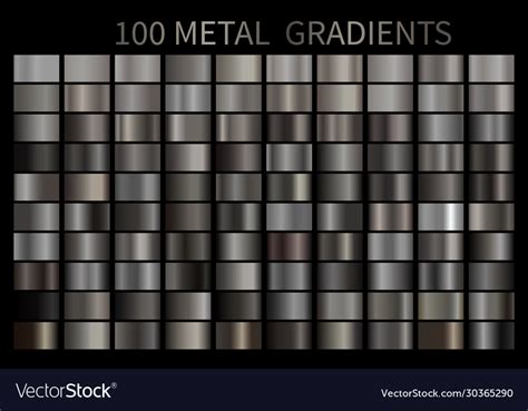 Metal Gradient Color Set Metallic Chrome Vector Image