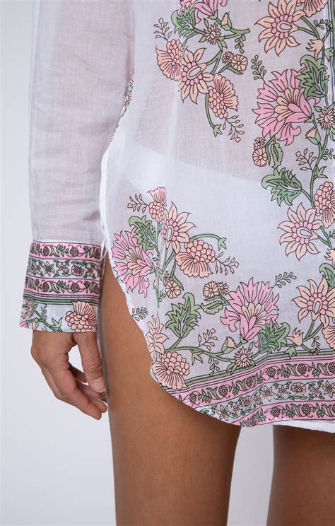 Candy Pink Shirt With Rose Border Print → Juliet Dunn London