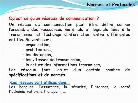 Chapitre 3 Normes Associées Aux Réseaux De Communication Numérique