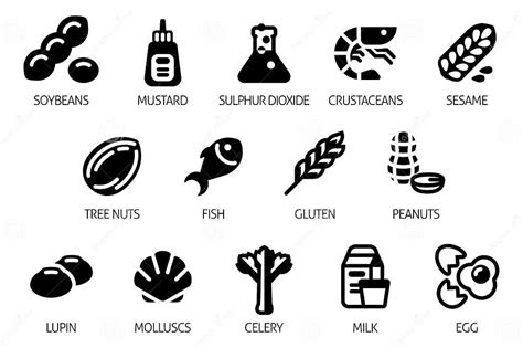 Allergen Food Major Allergy Icons Stock Vector Illustration Of Vector