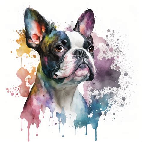 Boston Terrier Watercolor Painting Wall Decor Canvas Wall - Etsy