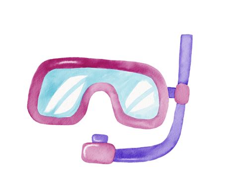 Watercolor Diving Goggles Png