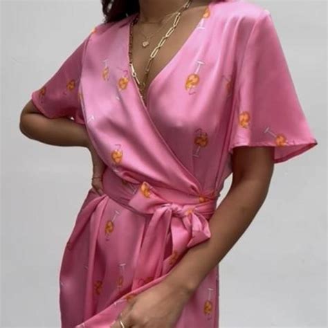 Never Fully Dressed Pink Cocktail Wrap Dress Size Depop