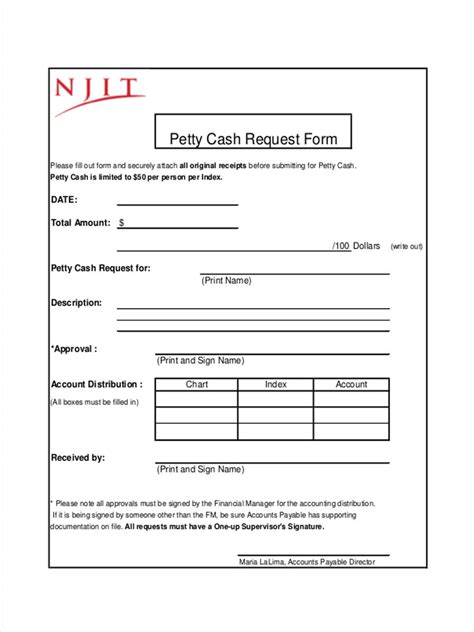 Petty Cash Requisition Form Template