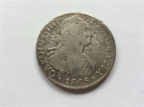 8 REALES PLATA 1805 MEXICO CARLOS IV RESELLOS ORIENTALES DE