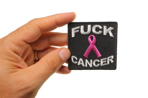 Fuck Cancer Embroidered Patch With Breast Cancer Pink Ribbon By Ivamis Patches