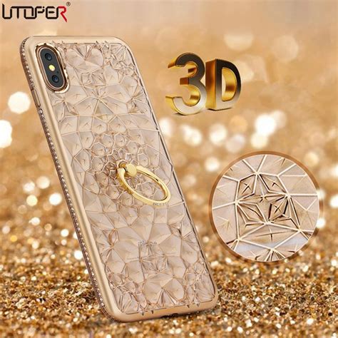 UTOPER 3D Gold Glitter Case For iPhone X Case Luxury Silicone Soft For ...