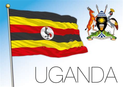 Uganda Official National Flag And Coat Of Arms Africa Stock Vector