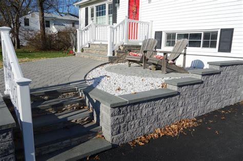 Front Steps Walkway Retaining Wall Pavers Bluestone Stone Veneer