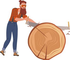 Bearded Woodman Or Lumberman In Checkered Shirt Vector Image