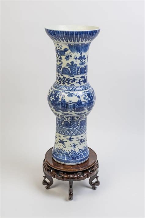 Lot A Chinese Blue And White Ming Style Baluster Form Vase 29 14 In