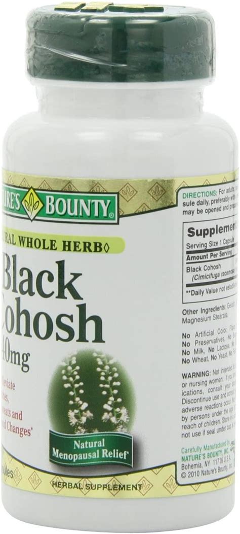 Natures Bounty Natural Whole Herb Black Cohosh 540mg 100 Capsules