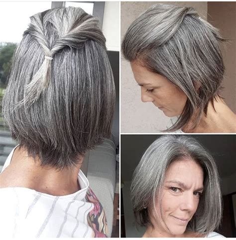 Grey Hair Styles For Women Ear Hair Trendy Hair Color Grow Out Medium Length Marilyn Mess